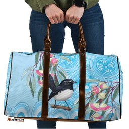 Willie wagtail Australia Travel Bag Eucalyptus Blossoms Aboriginal Art LT14