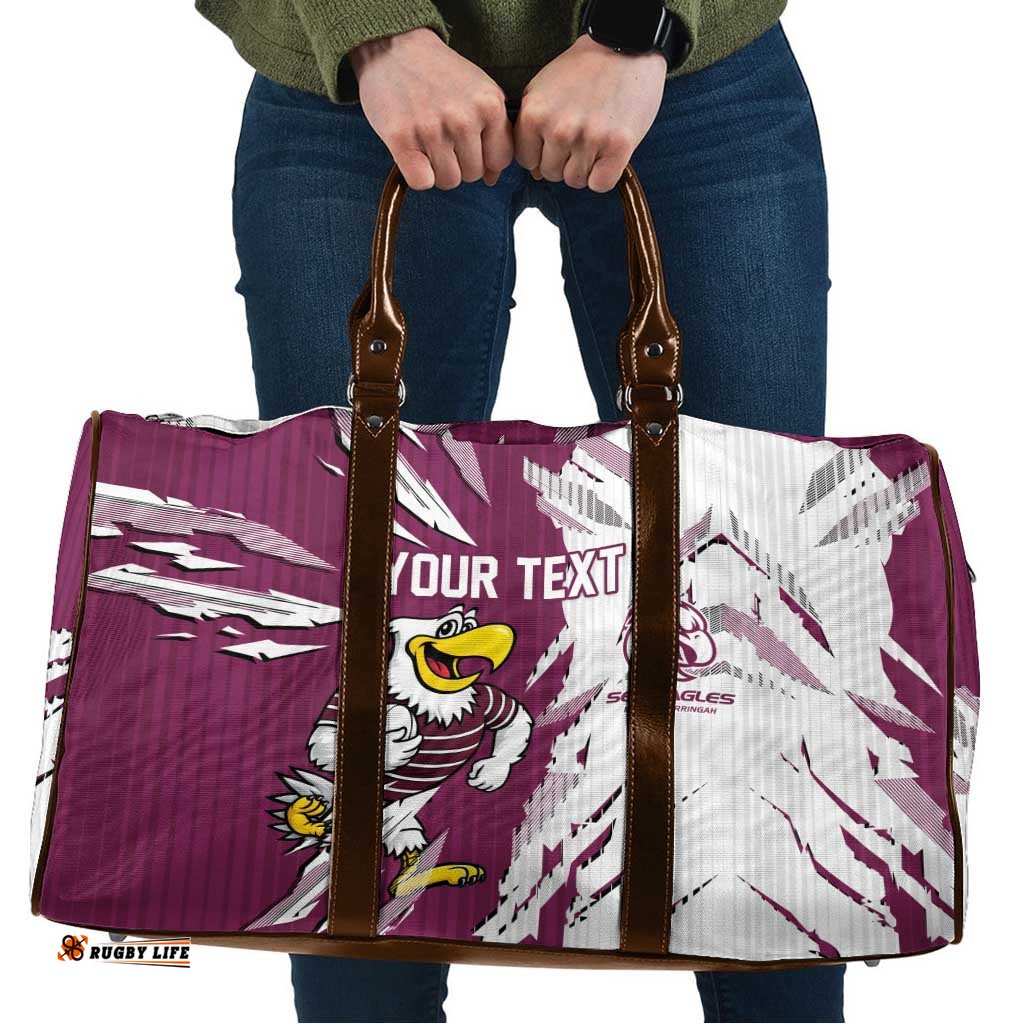 Personalized Manly Warringah Sea Eagles Travel Bag Dynamic Lightning Mascot Rugby Australia TS04
