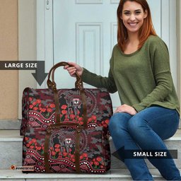 St Kilda Saints ANZAC Day Travel Bag Indigenous Dot Art with Poppy Flower Tribute TS04