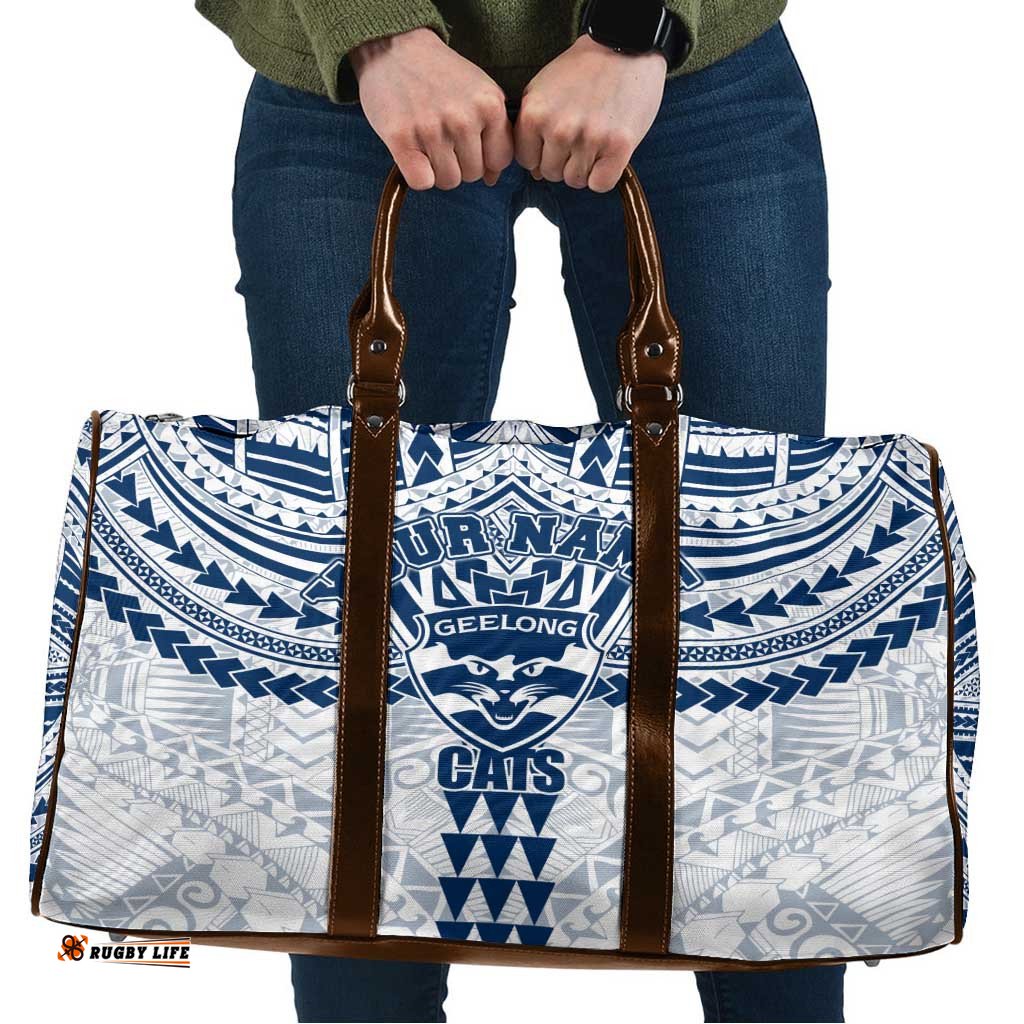 Personalized Geelong Cats Travel Bag Polynesian Tribal Pattern Heritage Football TS04