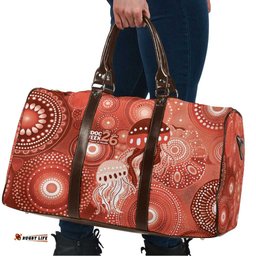 NAIDOC Deadly 50 Years Travel Bag Jellyfish Aboriginal Culture Inspired Red LT9