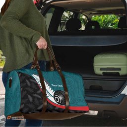 Personalised Aotearoa Lawn Bowls Travel Bag Maori and Silver Fern Sporty Style Teal Color LT03