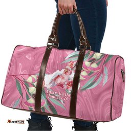 Pink Cockatoo Australia Day Travel Bag Proud To Be An Aussie Opal Eucalyptus Blossoms LT14