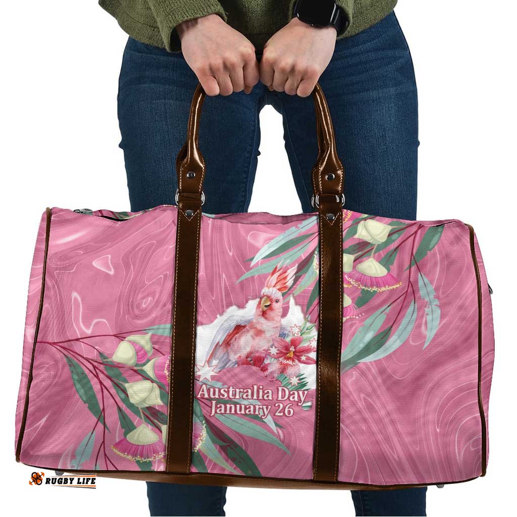 Pink Cockatoo Australia Day Travel Bag Proud To Be An Aussie Opal Eucalyptus Blossoms LT14