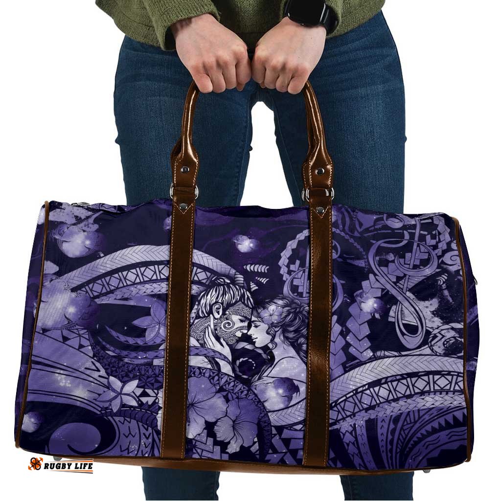 Maori Romantic Valentine Travel Bag The Hongi Kiss Purple Galaxy DT05