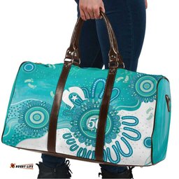 NAIDOC Week 2026 Travel Bag 50 Years Deadly Dhari Cyan Aboriginal Art LT14