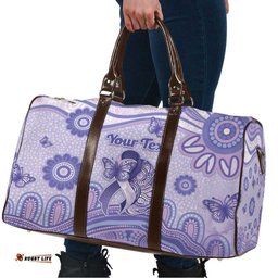 Personalised Epilepsy Awareness Travel Bag Purple Ribbon Butterfly And Brain Aboriginal Art DT05