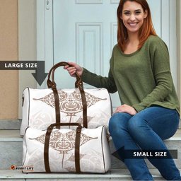 New Zealand Manta Ray Tattoo Travel Bag Aotearoa Maori Haehae Beige LT14
