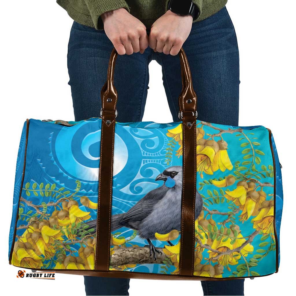 New Zealand Kokako Bird Travel Bag Maori Koru With Kowhai Flowers LT05