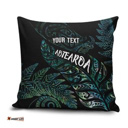 Aotearoa Personalized Lawn Bowls Maori Pillow Cover New Zealand Paua Shell Tribal Silver Fern LT7