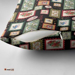 Aussie Birds Christmas La La Land Pillow Cover Black Vintage Stamp Edition LT9