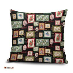 Aussie Birds Christmas La La Land Pillow Cover Black Vintage Stamp Edition LT9