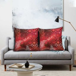 Aotearoa Taniko Matariki Pillow Cover Cosmic Red LT7