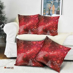 Aotearoa Taniko Matariki Pillow Cover Cosmic Red LT7