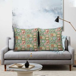 Aussie Birds Christmas La La Land Pillow Cover Green Vintage Stamp Edition LT9