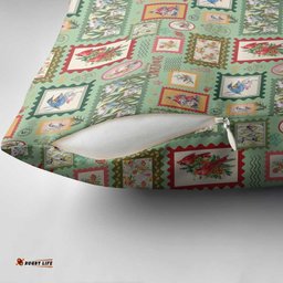 Aussie Birds Christmas La La Land Pillow Cover Green Vintage Stamp Edition LT9