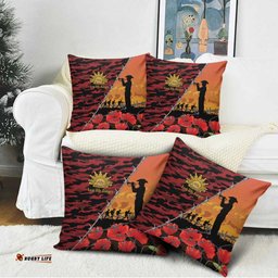 ANZAC Lest We Forget Pillow Cover Australian Army Poppy Tribute LT15