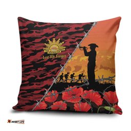ANZAC Lest We Forget Pillow Cover Australian Army Poppy Tribute LT15