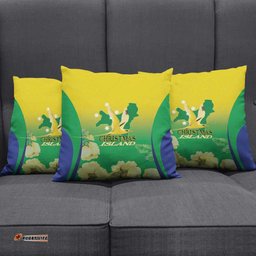Australia Christmas Island Pillow Cover Golden Bosun Abutilon listeri With Map LT14