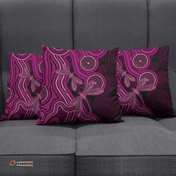 Australia Breast Cancer Awareness Pillow Cover Pink Dragonflies Aboriginal Art LT14