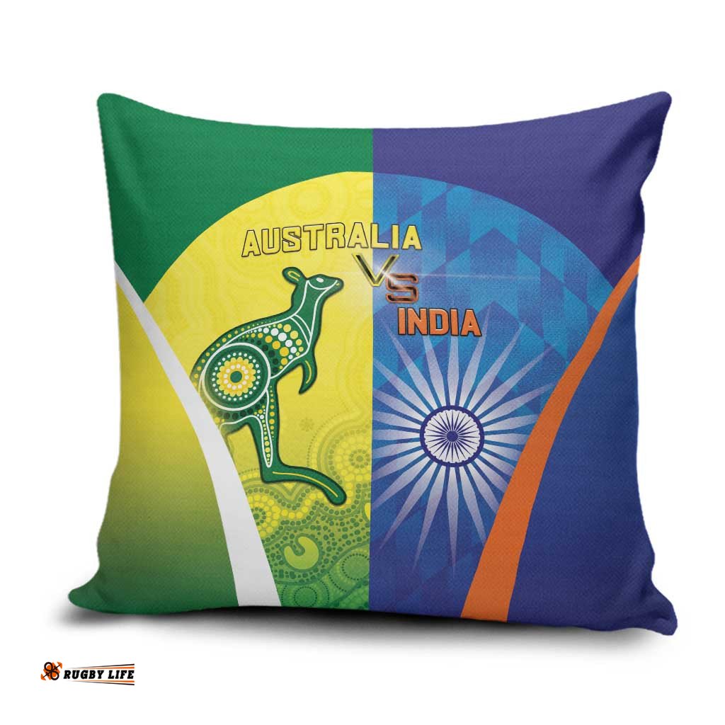 Australia And India Cricket Pillow Cover Ashoka Chakra With Aboriginal LT05