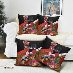 Aotearoa Toitu Te Tiriti Pillow Cover Waitangi-Honour The Treaty NZ Tuatara and Plants LT03