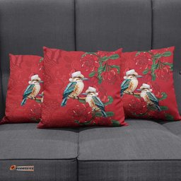 Aussie Kokaburra Waratah Christmas Pillow Cover Aboriginal Dots Painting LT9