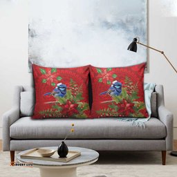 Aussie Superb Fairywren Bird Pillow Cover Aboriginal Inspired Christmas LT9