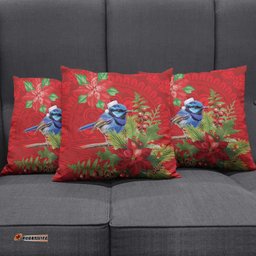 Aussie Superb Fairywren Bird Pillow Cover Aboriginal Inspired Christmas LT9