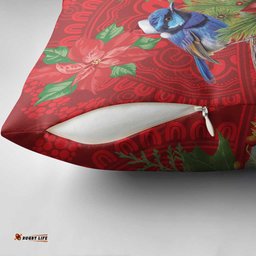 Aussie Superb Fairywren Bird Pillow Cover Aboriginal Inspired Christmas LT9