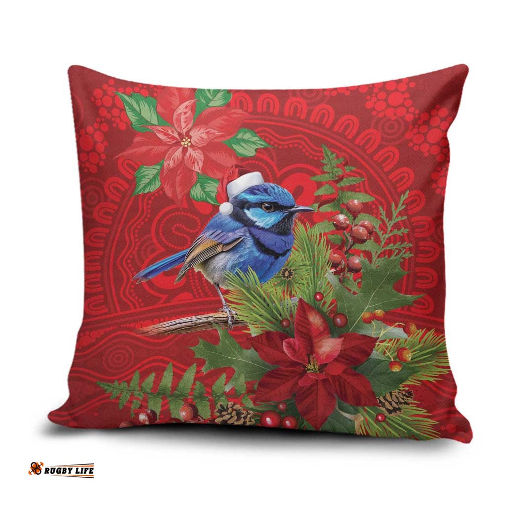 Aussie Superb Fairywren Bird Pillow Cover Aboriginal Inspired Christmas LT9