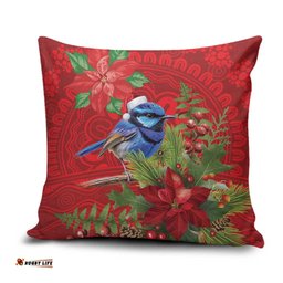 Aussie Superb Fairywren Bird Pillow Cover Aboriginal Inspired Christmas LT9