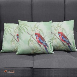 Australia Crimson Rosella Pillow Cover Platycercus Elegans Eucalyptus Alba Watercolor LT14