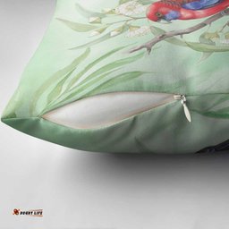Australia Crimson Rosella Pillow Cover Platycercus Elegans Eucalyptus Alba Watercolor LT14