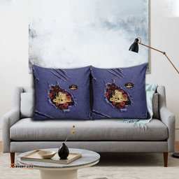 ANZAC Day Pillow Cover Poppy Flowers Ripped Fabric Effect DT05