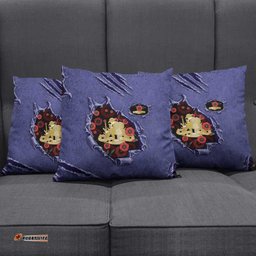 ANZAC Day Pillow Cover Poppy Flowers Ripped Fabric Effect DT05