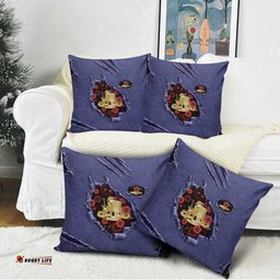 ANZAC Day Pillow Cover Poppy Flowers Ripped Fabric Effect DT05