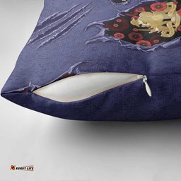 ANZAC Day Pillow Cover Poppy Flowers Ripped Fabric Effect DT05
