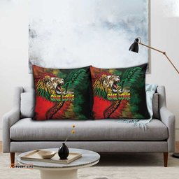 Aotearoa One Love Pillow Cover Reggae Lion with Kakahu Huruhuru LT03