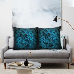 Aotearoa Maori Hei Tiki Pillow Cover Kikorangi Kowhaiwhai Puhoro Motif LT9