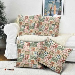 Aussie Birds Christmas La La Land Pillow Cover Beige Vintage Stamp Edition LT9