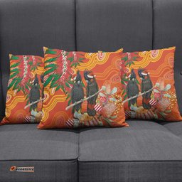 Australia Black Cockatoo Christmas Pillow Cover Banksia Bottlebrush Aboriginal Art LT14