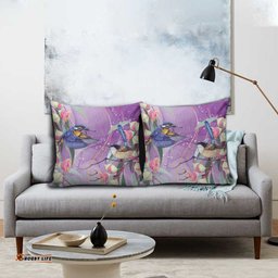 Australia Epilepsy Awareness Pillow Cover Purple Fairy Wren with Eucalyptus Flowers LT7