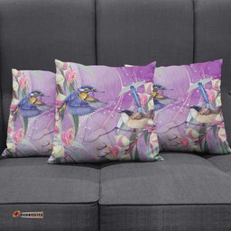 Australia Epilepsy Awareness Pillow Cover Purple Fairy Wren with Eucalyptus Flowers LT7
