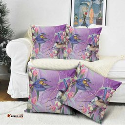 Australia Epilepsy Awareness Pillow Cover Purple Fairy Wren with Eucalyptus Flowers LT7