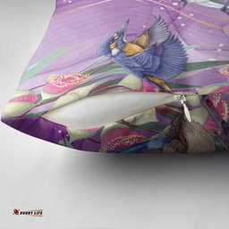 Australia Epilepsy Awareness Pillow Cover Purple Fairy Wren with Eucalyptus Flowers LT7