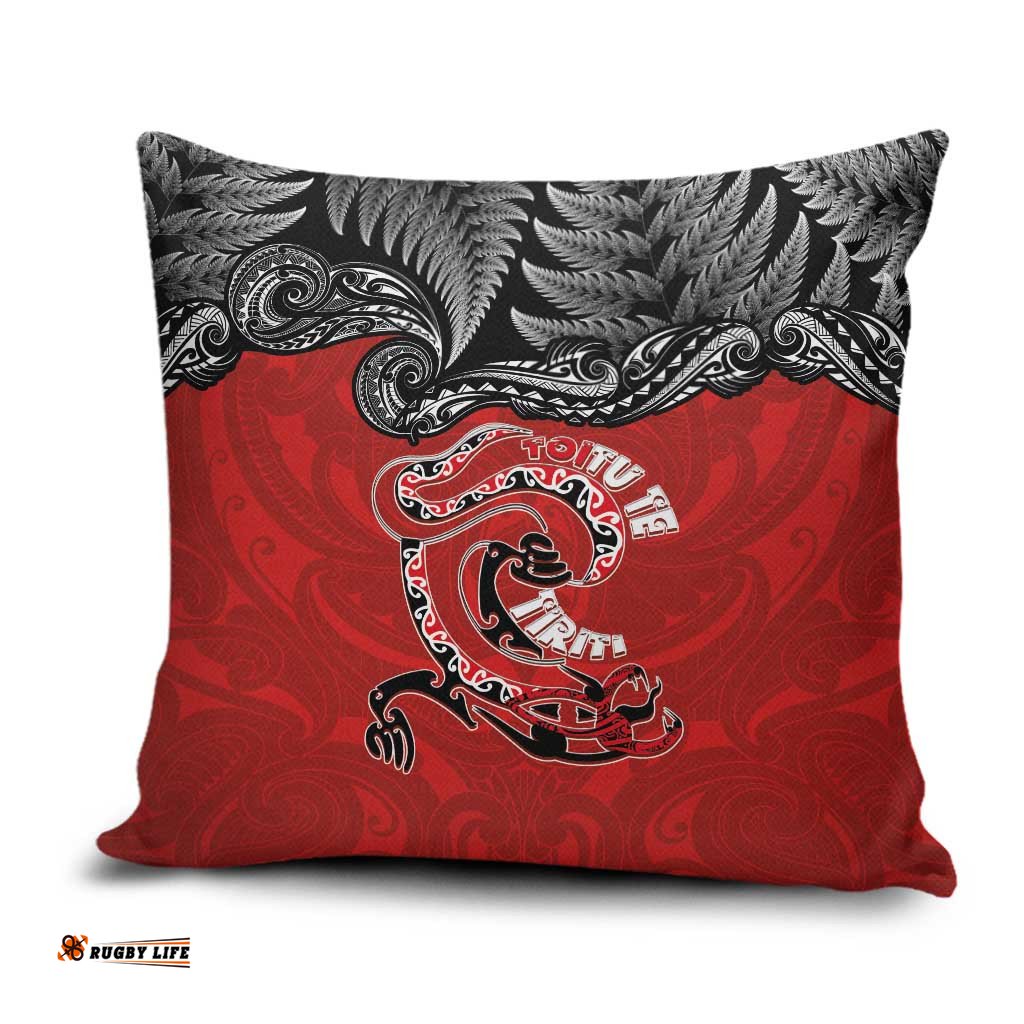 Aotearoa Toitu Te Tiriti Pillow Cover Taniwha Tribal Motifs LT03