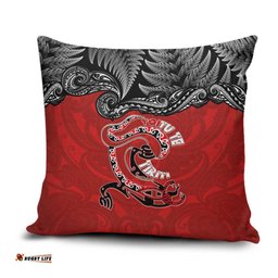 Aotearoa Toitu Te Tiriti Pillow Cover Taniwha Tribal Motifs LT03