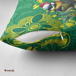 Aussie Honeyeaters Banksia Christmas Pillow Cover Aboriginal Dots Painting Green Motif LT9