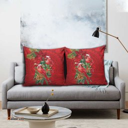 Aussie Red Cardinal Pillow Cover Aboriginal Inspired Christmas LT9